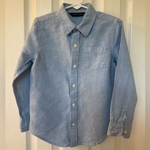 Janie and Jack The Linen - Cotton Button-Up Blue Shirt